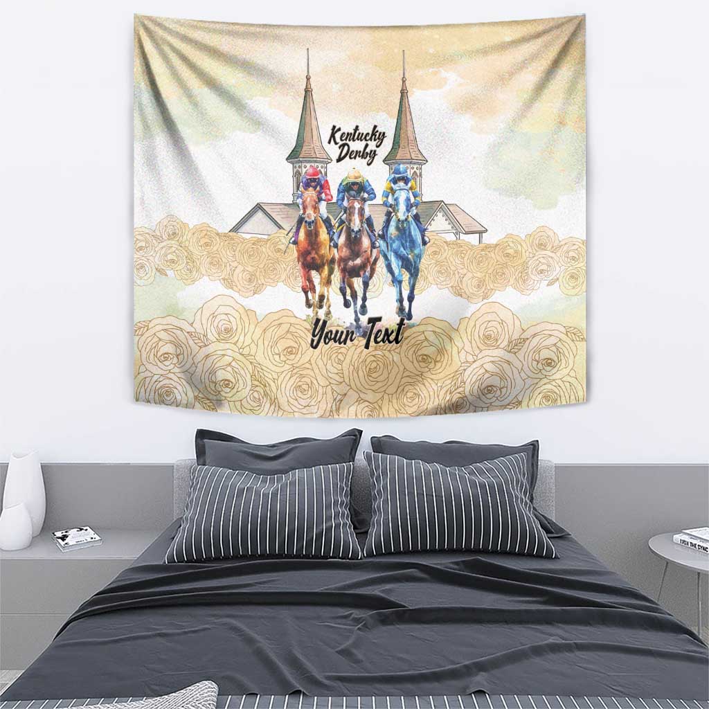 Kentucky Horse Racing Personalized Tapestry Churchill Downs Roses Pastel Yellow