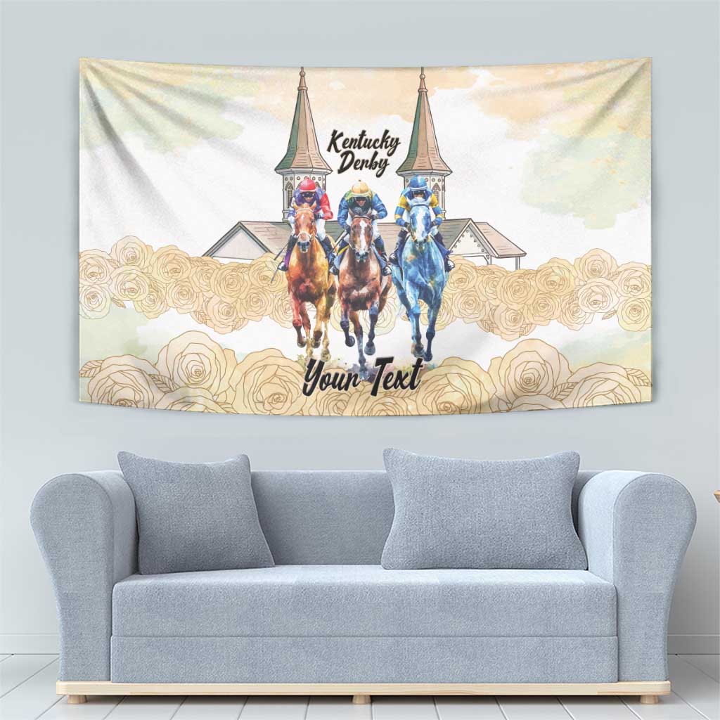 Kentucky Horse Racing Personalized Tapestry Churchill Downs Roses Pastel Yellow