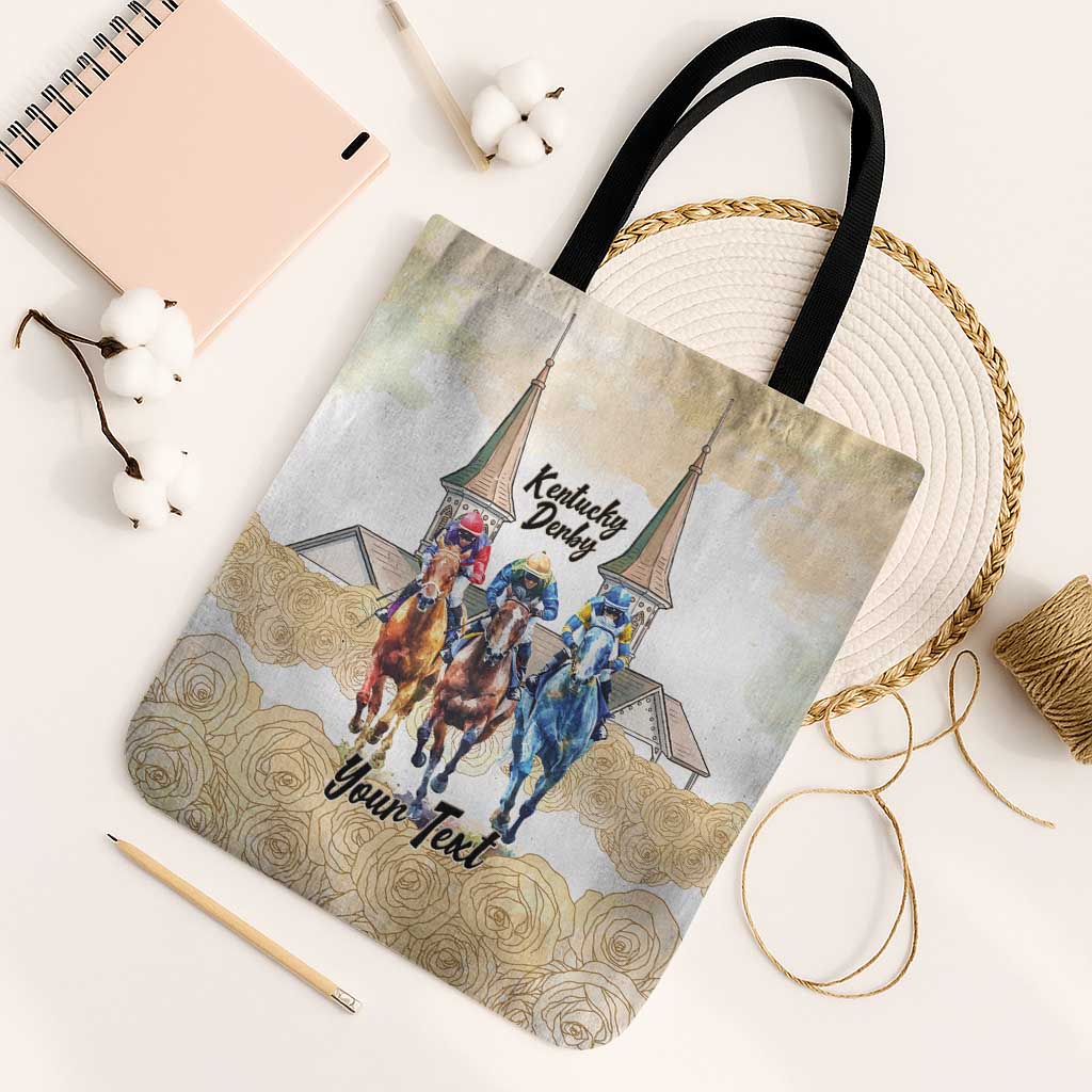 Kentucky Horse Racing Personalized Tote Bag Churchill Downs Roses Pastel Yellow