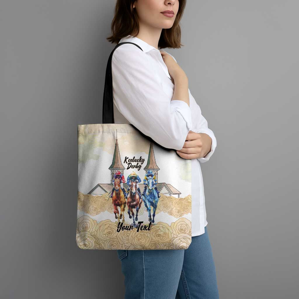 Kentucky Horse Racing Personalized Tote Bag Churchill Downs Roses Pastel Yellow