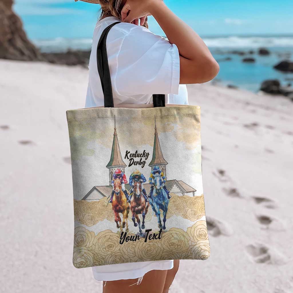Kentucky Horse Racing Personalized Tote Bag Churchill Downs Roses Pastel Yellow