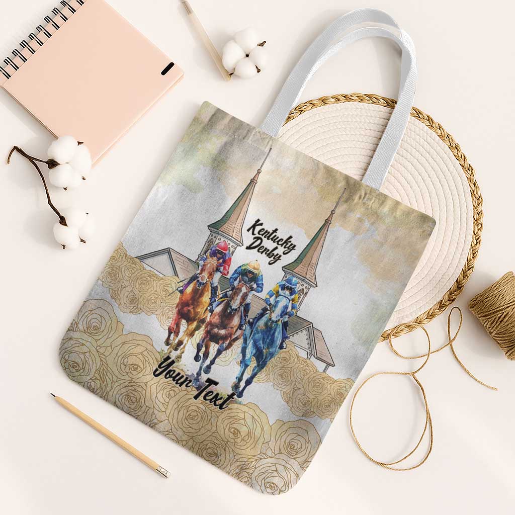 Kentucky Horse Racing Personalized Tote Bag Churchill Downs Roses Pastel Yellow