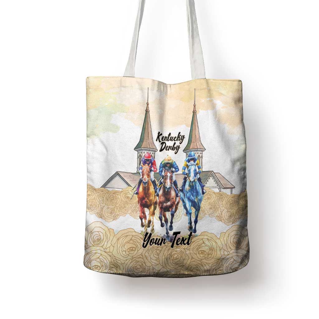 Kentucky Horse Racing Personalized Tote Bag Churchill Downs Roses Pastel Yellow