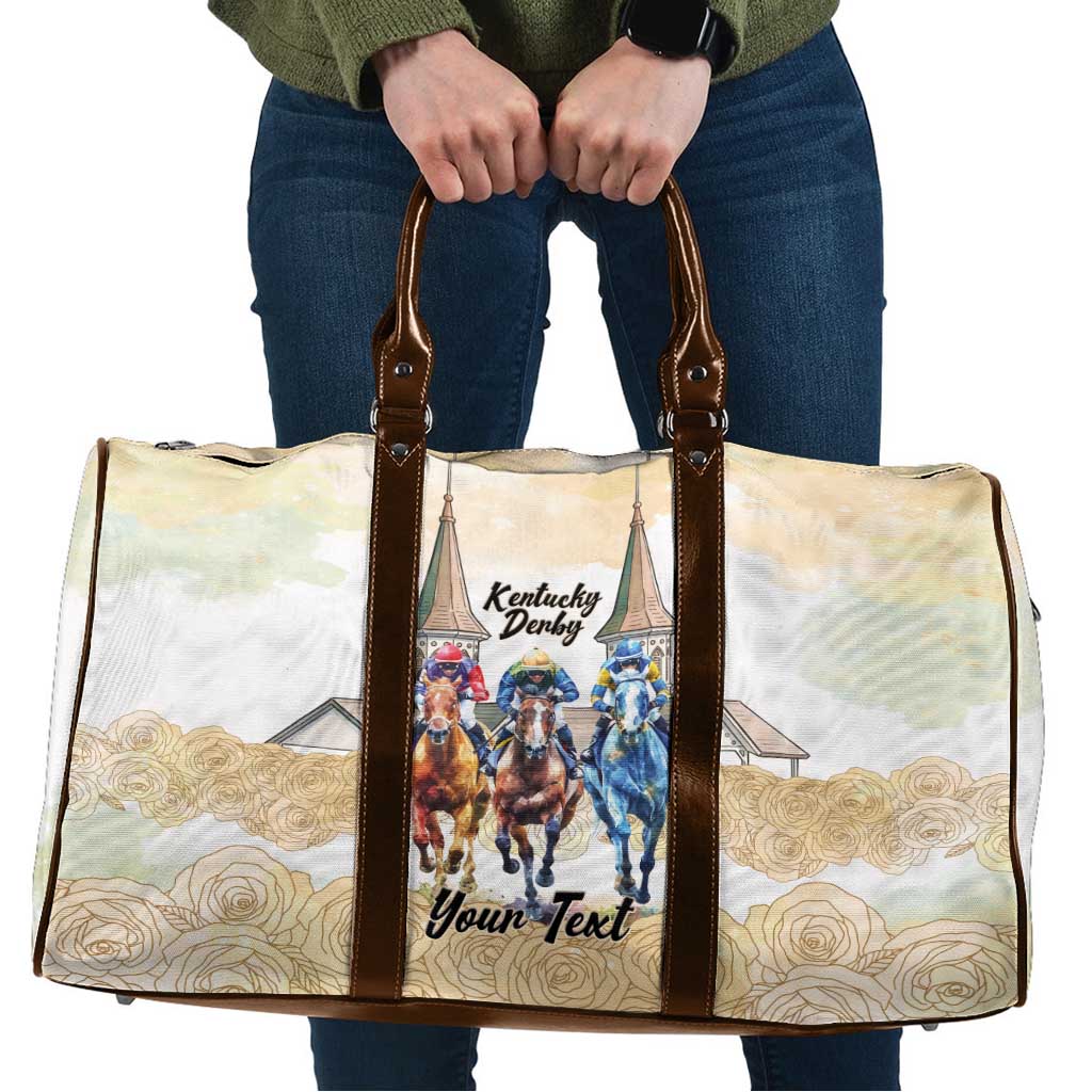 Kentucky Horse Racing Personalized Travel Bag Churchill Downs Roses Pastel Yellow