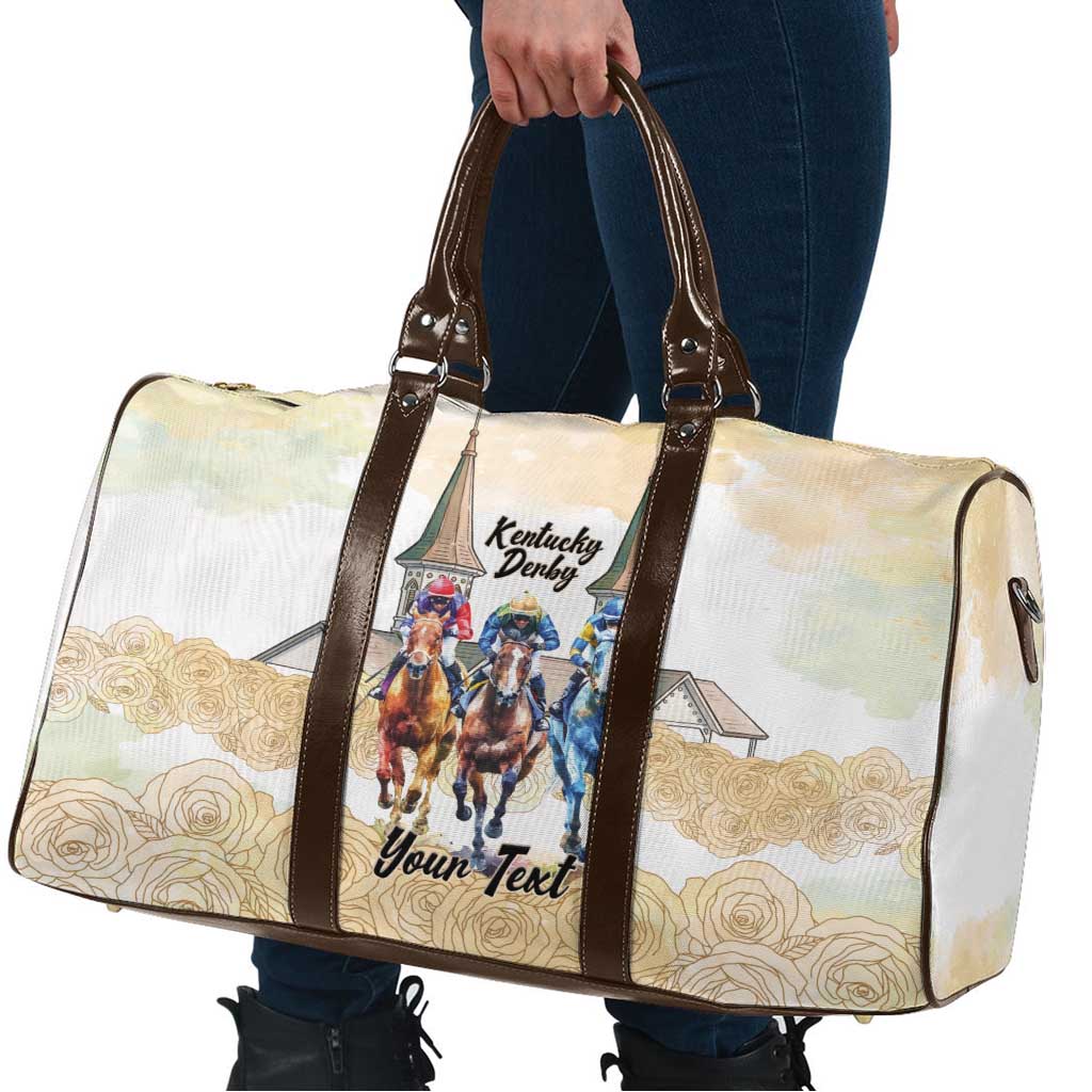 Kentucky Horse Racing Personalized Travel Bag Churchill Downs Roses Pastel Yellow