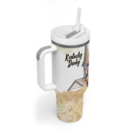 Kentucky Horse Racing Personalized Tumbler With Handle Churchill Downs Roses Pastel Yellow
