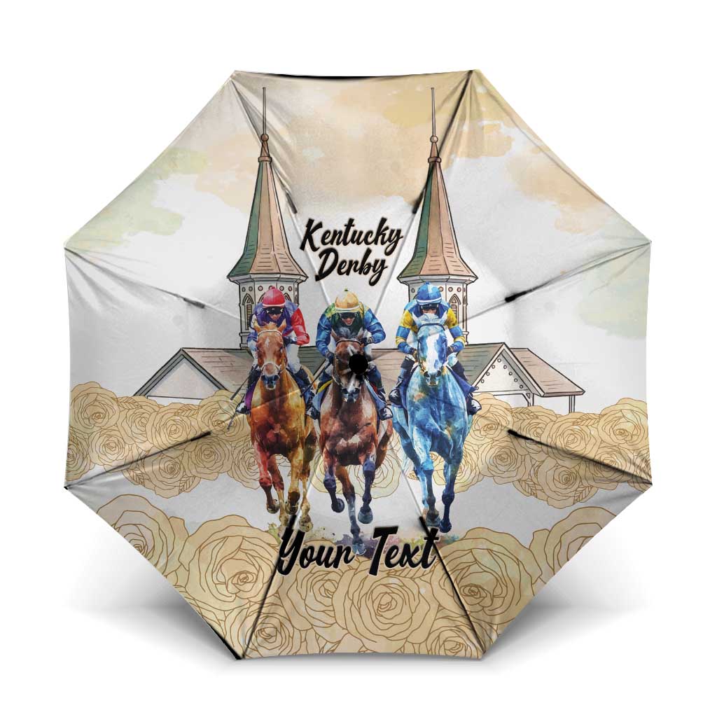 Kentucky Horse Racing Personalized Umbrella Churchill Downs Roses Pastel Yellow