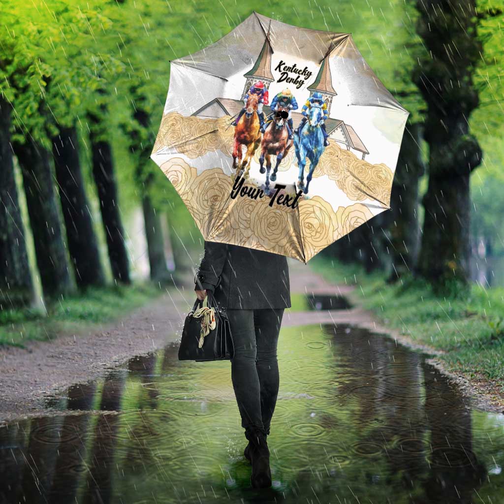 Kentucky Horse Racing Personalized Umbrella Churchill Downs Roses Pastel Yellow