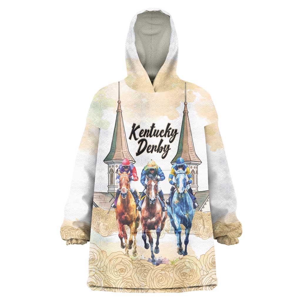 Kentucky Horse Racing Personalized Wearable Blanket Hoodie Churchill Downs Roses Pastel Yellow
