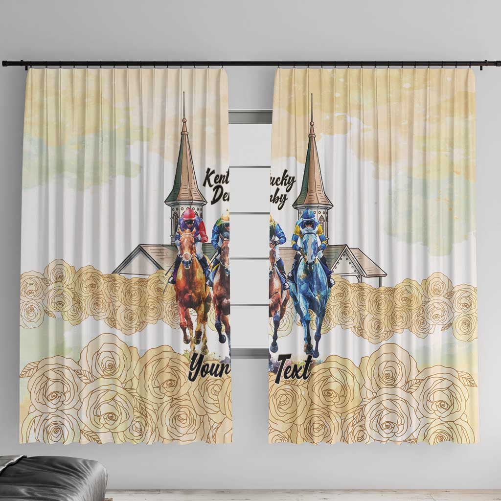 Kentucky Horse Racing Personalized Window Curtain Churchill Downs Roses Pastel Yellow