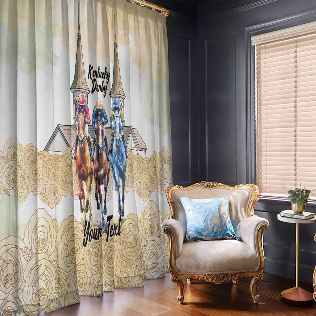 Kentucky Horse Racing Personalized Window Curtain Churchill Downs Roses Pastel Yellow