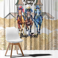 Kentucky Horse Racing Personalized Window Curtain Churchill Downs Roses Pastel Yellow