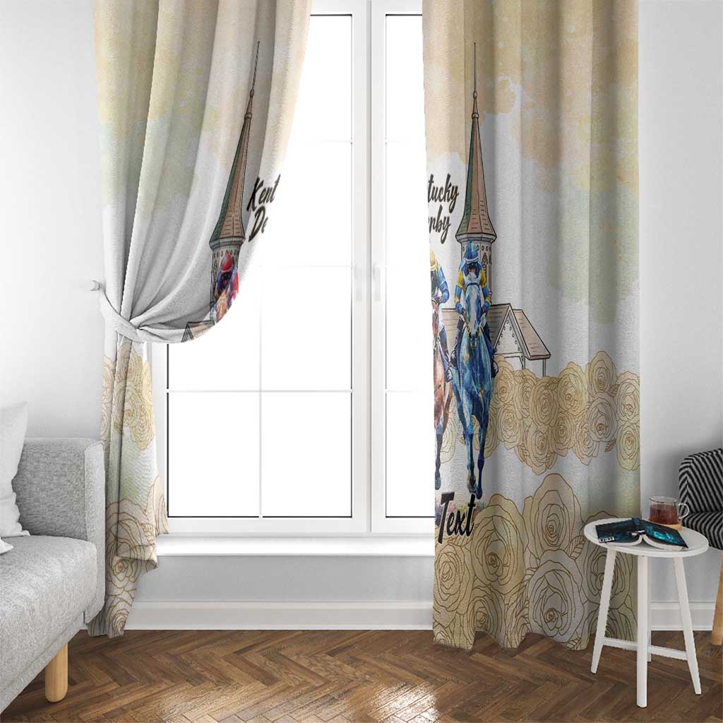 Kentucky Horse Racing Personalized Window Curtain Churchill Downs Roses Pastel Yellow