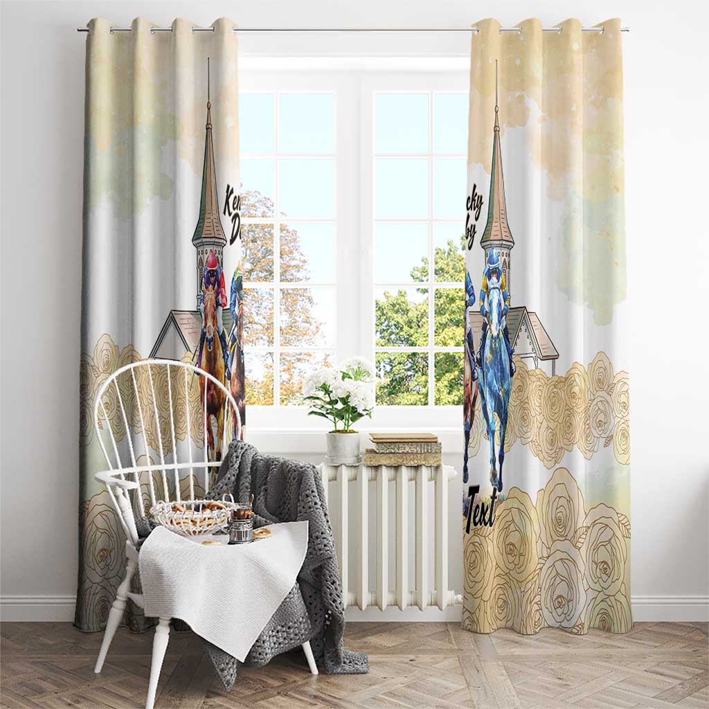 Kentucky Horse Racing Personalized Window Curtain Churchill Downs Roses Pastel Yellow