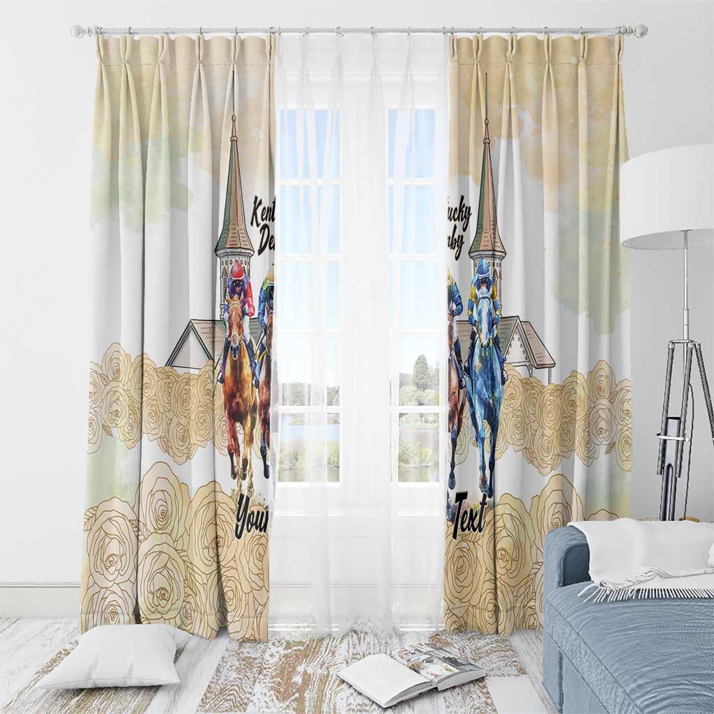 Kentucky Horse Racing Personalized Window Curtain Churchill Downs Roses Pastel Yellow