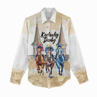 Kentucky Horse Racing Personalized Women Casual Shirt Churchill Downs Roses Pastel Yellow