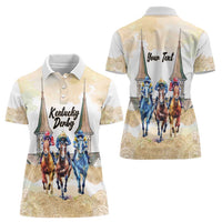 Kentucky Horse Racing Personalized Women Polo Shirt Churchill Downs Roses Pastel Yellow
