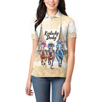 Kentucky Horse Racing Personalized Women Polo Shirt Churchill Downs Roses Pastel Yellow