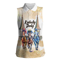 Kentucky Horse Racing Personalized Women Sleeveless Polo Shirt Churchill Downs Roses Pastel Yellow