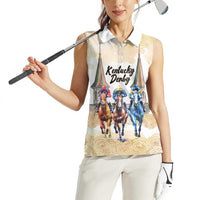 Kentucky Horse Racing Personalized Women Sleeveless Polo Shirt Churchill Downs Roses Pastel Yellow