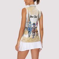 Kentucky Horse Racing Personalized Women Sleeveless Polo Shirt Churchill Downs Roses Pastel Yellow