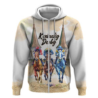 Kentucky Horse Racing Personalized Zip Hoodie Churchill Downs Roses Pastel Yellow