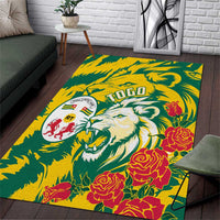 Togo Independence Day Area Rug Lion and Rose Proud To Be Togolese