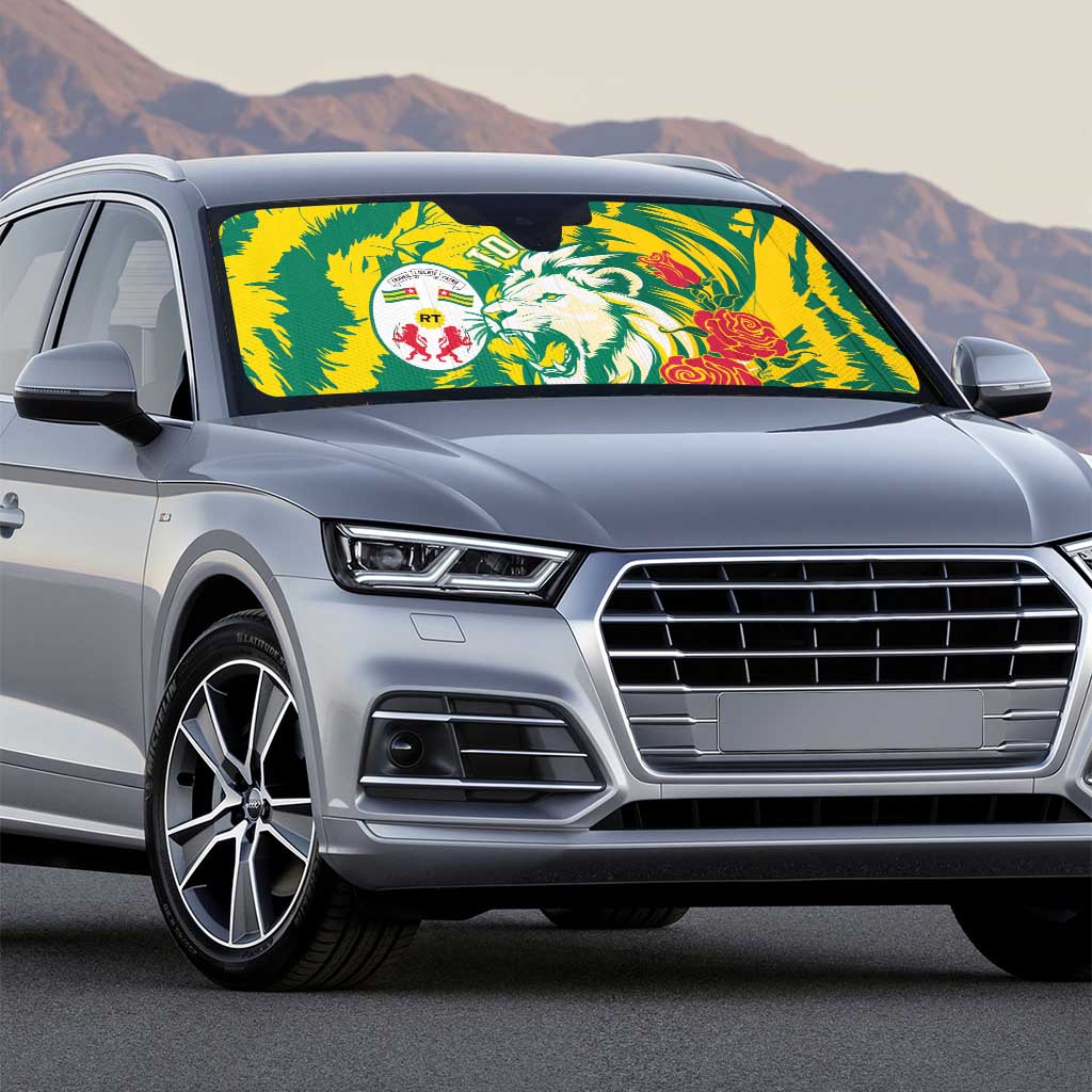 Togo Independence Day Auto Sun Shade Lion and Rose Proud To Be Togolese