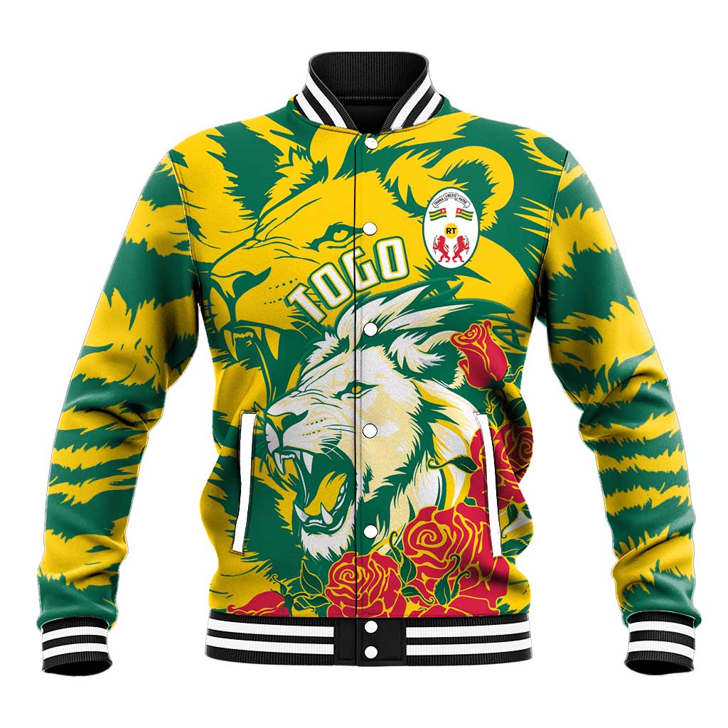 Togo Independence Day Baseball Jacket Lion and Rose Proud To Be Togolese