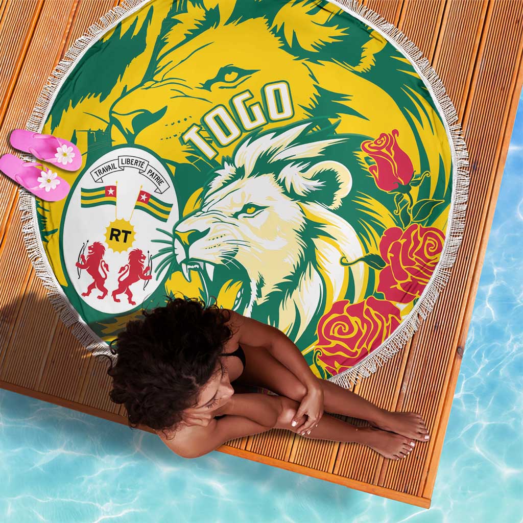 Togo Independence Day Beach Blanket Lion and Rose Proud To Be Togolese