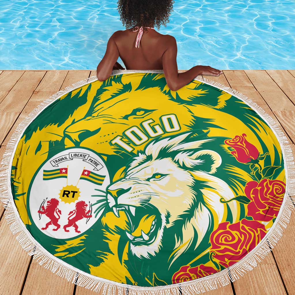 Togo Independence Day Beach Blanket Lion and Rose Proud To Be Togolese