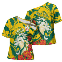Togo Independence Day Cross Shoulder Shirt Lion and Rose Proud To Be Togolese