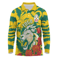 Togo Independence Day Long Sleeve Polo Shirt Lion and Rose Proud To Be Togolese