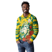 Togo Independence Day Long Sleeve Polo Shirt Lion and Rose Proud To Be Togolese
