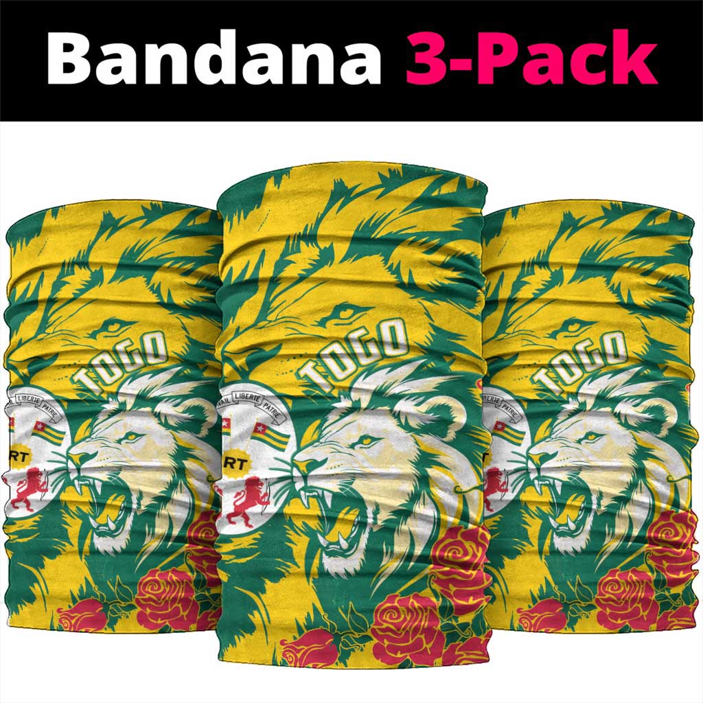Togo Independence Day Neck Gaiter Lion and Rose Proud To Be Togolese