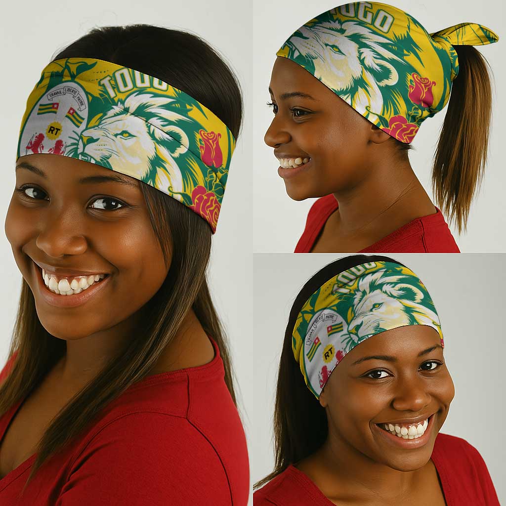Togo Independence Day Neck Gaiter Lion and Rose Proud To Be Togolese