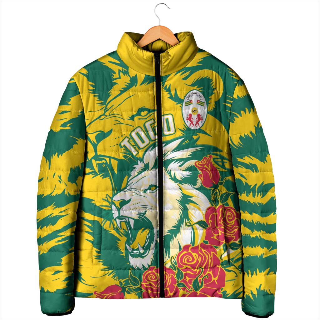 Togo Independence Day Padded Jacket Lion and Rose Proud To Be Togolese