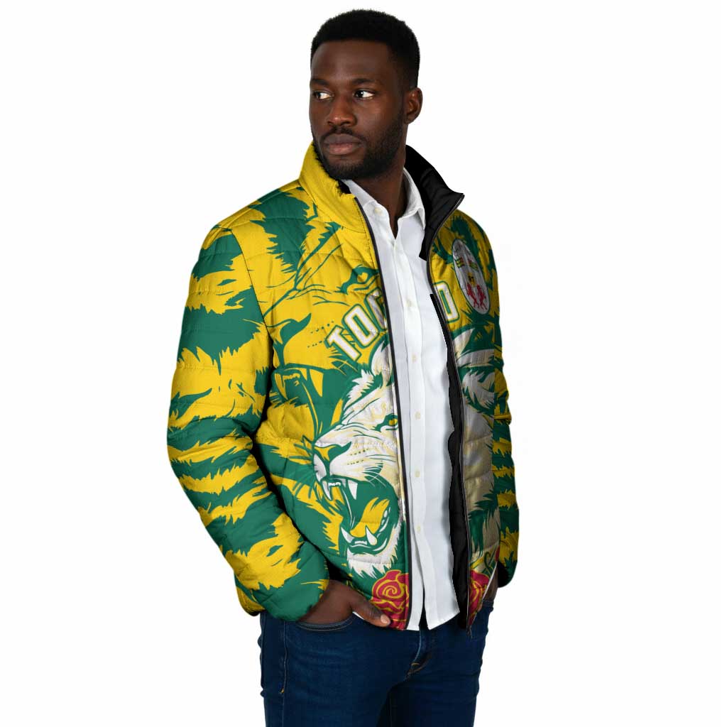 Togo Independence Day Padded Jacket Lion and Rose Proud To Be Togolese