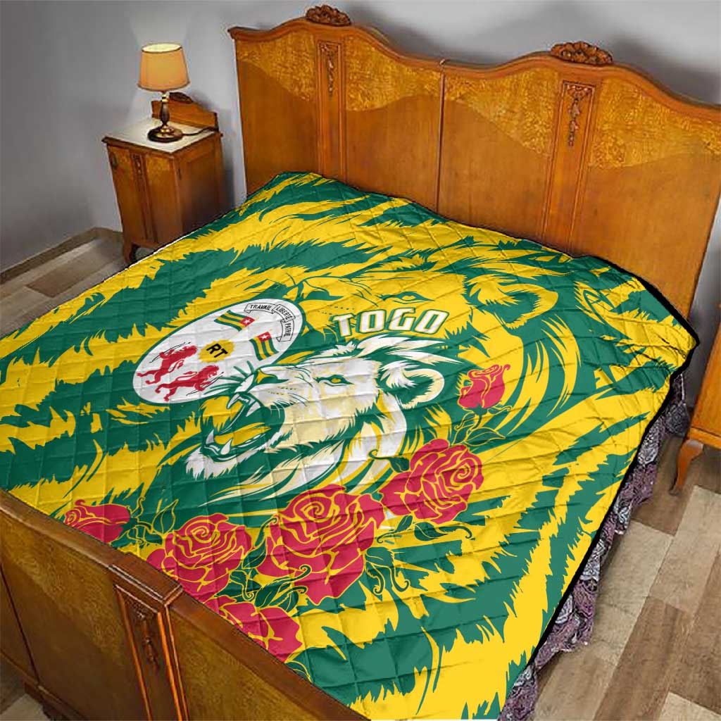 Togo Independence Day Quilt Lion and Rose Proud To Be Togolese