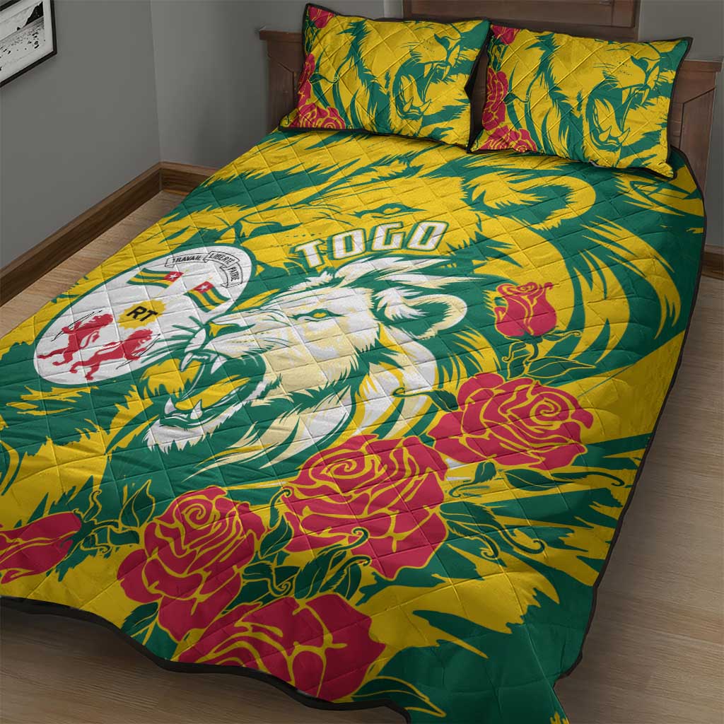 Togo Independence Day Quilt Bed Set Lion and Rose Proud To Be Togolese