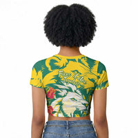 Togo Independence Day Raglan Cropped T shirt Lion and Rose Proud To Be Togolese