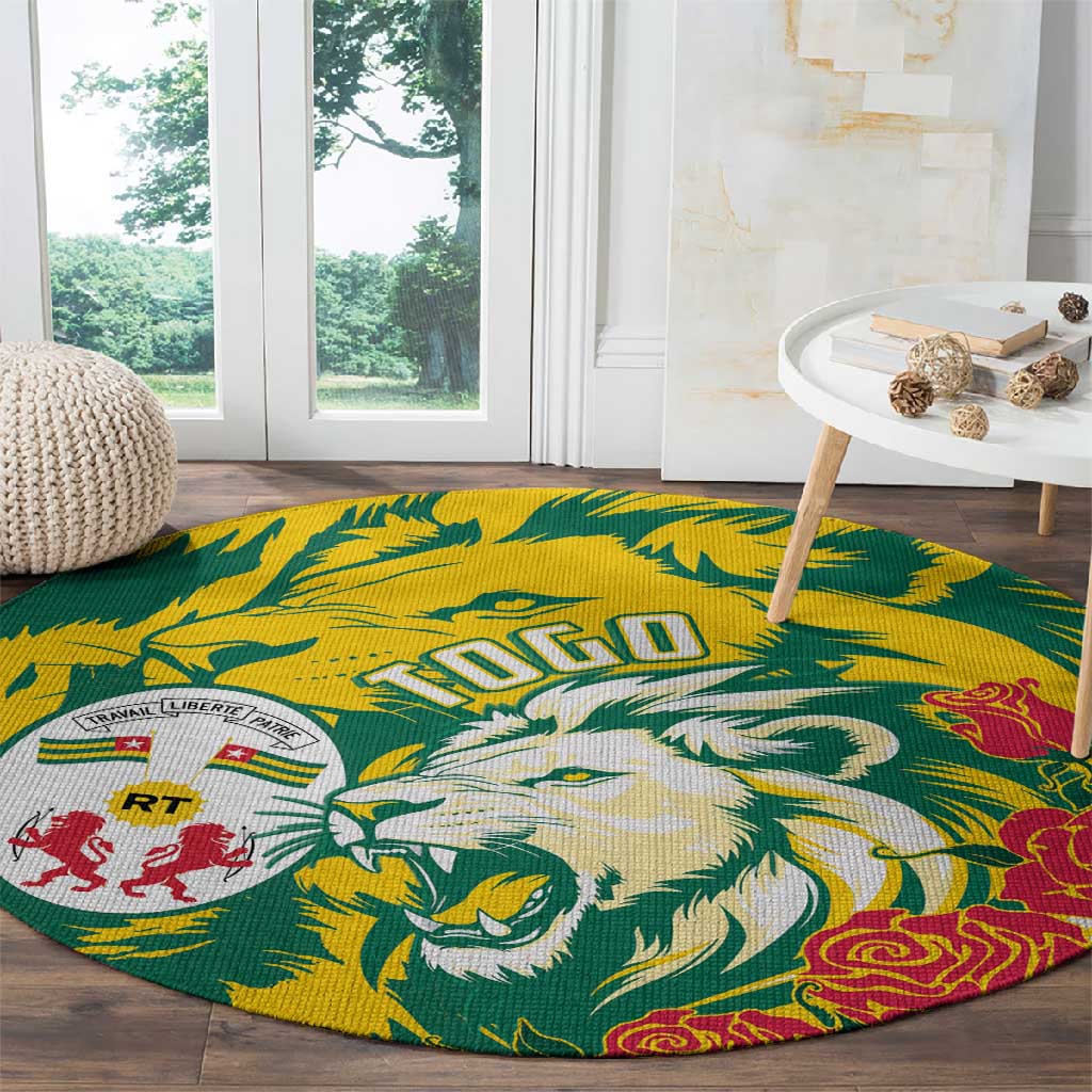 Togo Independence Day Round Carpet Lion and Rose Proud To Be Togolese