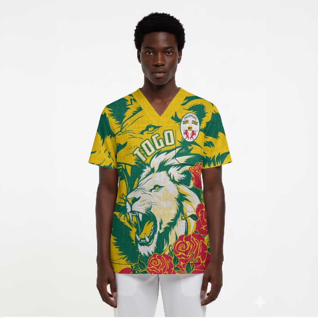 Togo Independence Day Scrub Top Lion and Rose Proud To Be Togolese