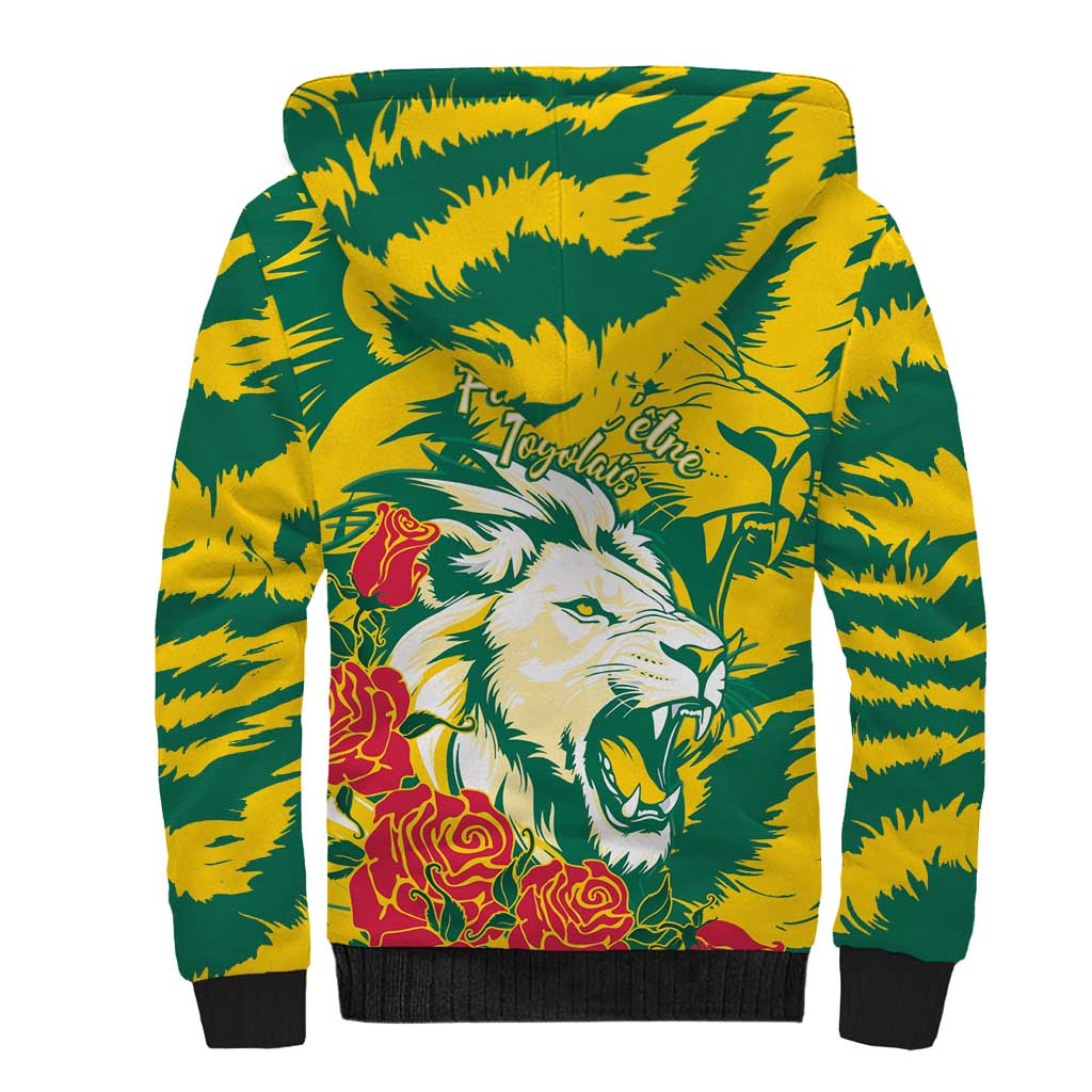 Togo Independence Day Sherpa Hoodie Lion and Rose Proud To Be Togolese