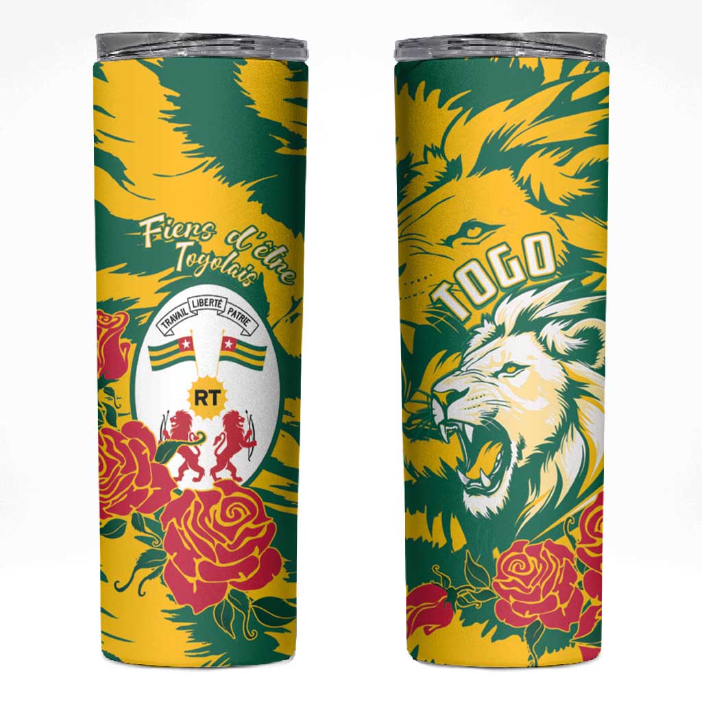 Togo Independence Day Skinny Tumbler Lion and Rose Proud To Be Togolese