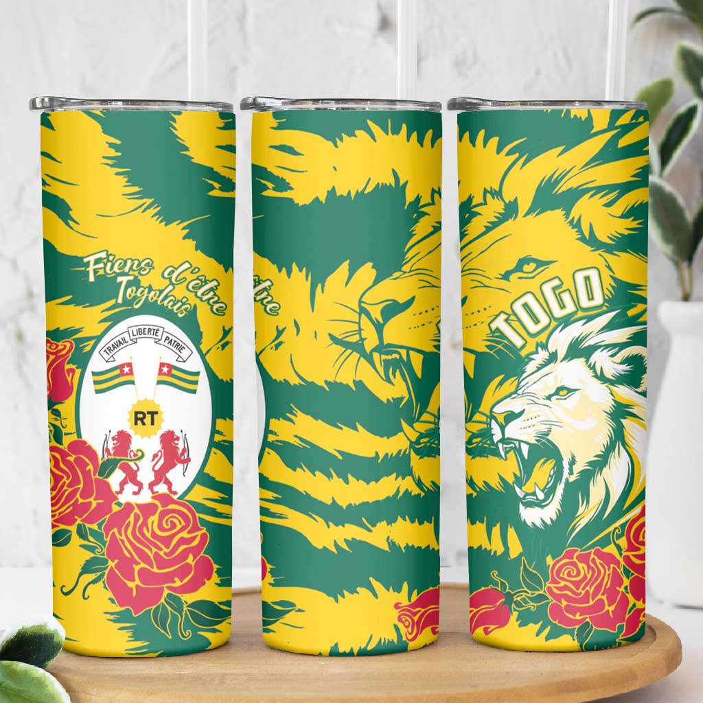 Togo Independence Day Skinny Tumbler Lion and Rose Proud To Be Togolese