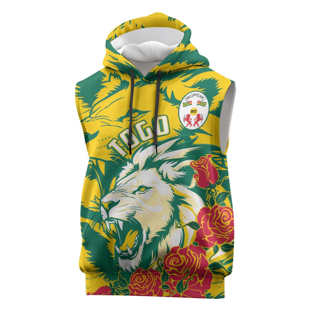 Togo Independence Day Sleeveless Hoodie Lion and Rose Proud To Be Togolese