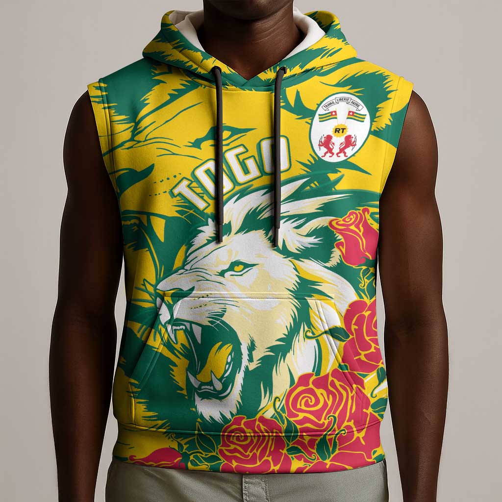 Togo Independence Day Sleeveless Hoodie Lion and Rose Proud To Be Togolese