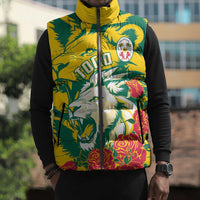 Togo Independence Day Sleeveless Puffer Jacket Lion and Rose Proud To Be Togolese
