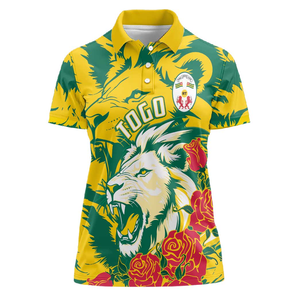 Togo Independence Day Women Polo Shirt Lion and Rose Proud To Be Togolese